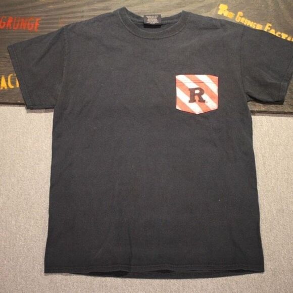 Vintage MV Sports Rutgers University Navy T-Shirt - Pocket Logo - Size Medium - Picture 1 of 4